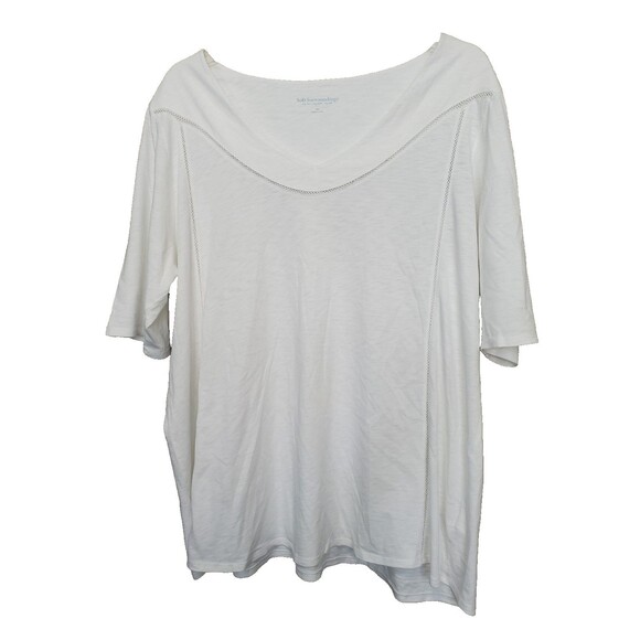 Soft Surroundings White 100% Cotton 3/4 Sleeve V-Neck Tunic Size 3X - Picture 1 of 5